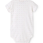 Hvid kortærmet baby bodystocking med små blomster