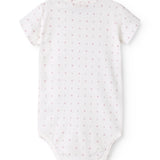 Hvid kortærmet baby bodystocking med små blomster