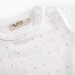 White short-sleeved baby bodysuit with small flowers