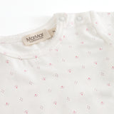 Hvid kortærmet baby bodystocking med små blomster