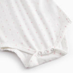 White short-sleeved baby bodysuit with small flowers