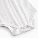 White short-sleeved baby bodysuit with small flowers