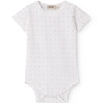 White short-sleeved baby bodysuit with small flowers
