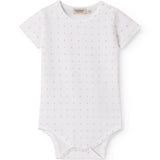 White short-sleeved baby bodysuit with small flowers