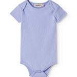 Short-sleeved light purple baby bodysuit