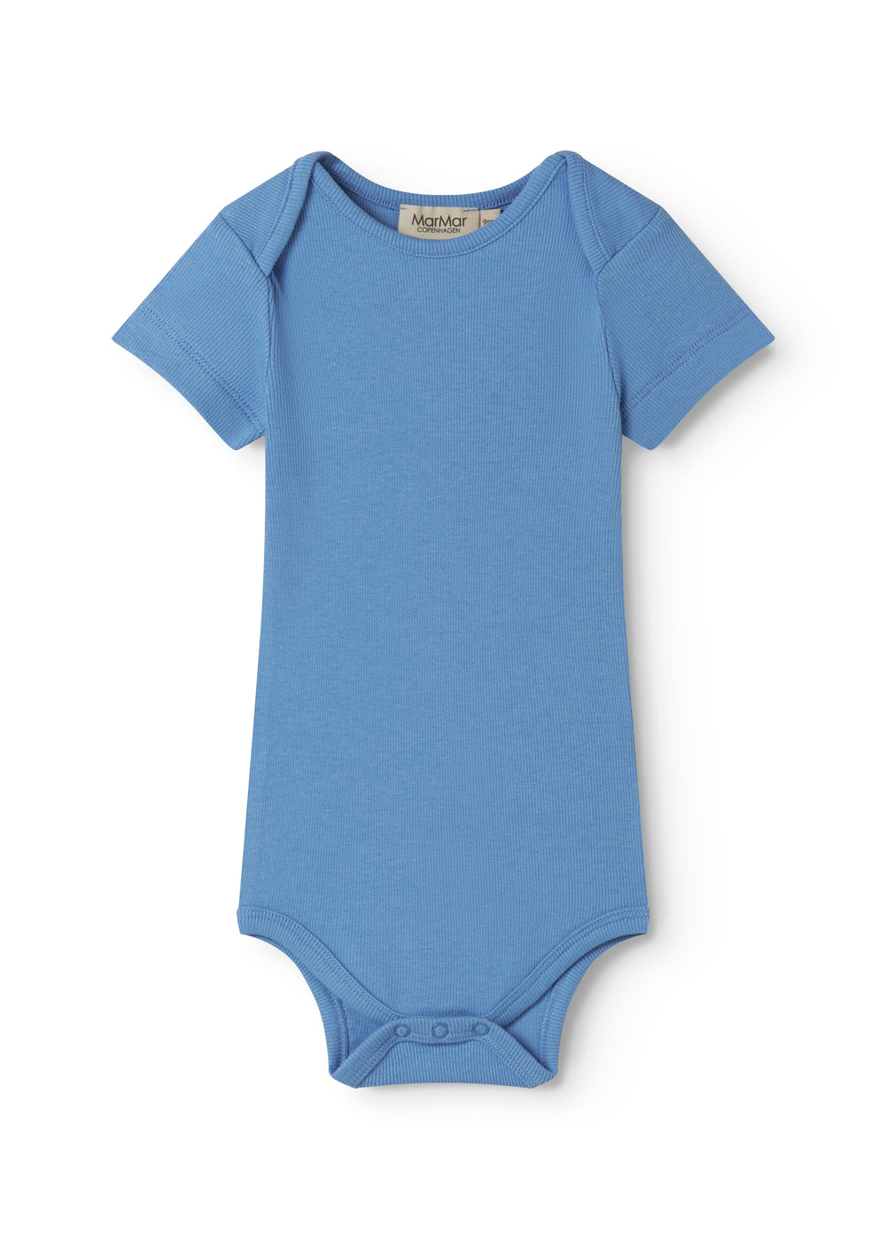 Short-sleeved blue bodysuit for baby