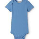 Short-sleeved blue bodysuit for baby
