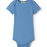 Short-sleeved blue bodysuit for baby