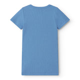 Blå kortærmet t-shirt med knapper til børn