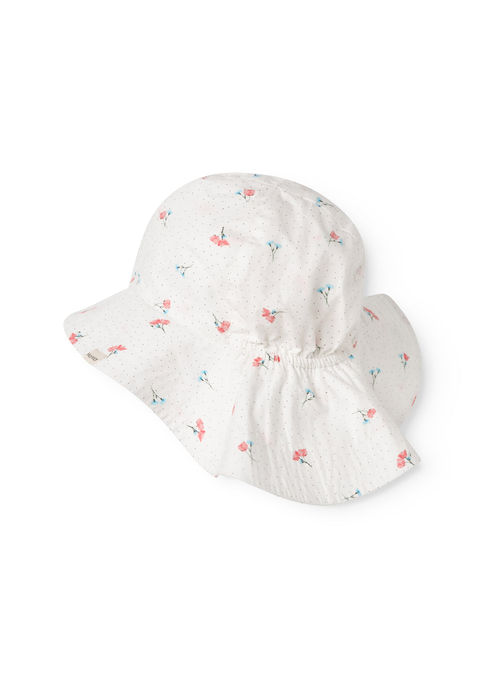 Hvid baby solhat med små blomsterprint