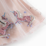 Lyserød tyl nederdel til børn med enhjørninger og stjerner