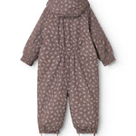Jacket with hood and brown floral print on the back, long sleeves.