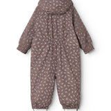 Jacket with hood and brown floral print on the back, long sleeves.