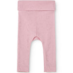 Baby leggings in soft berry with all-over pattern and long legs with elastic edge.
