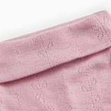 Baby tights in soft berry with ribbed lining and floral jacquard pattern