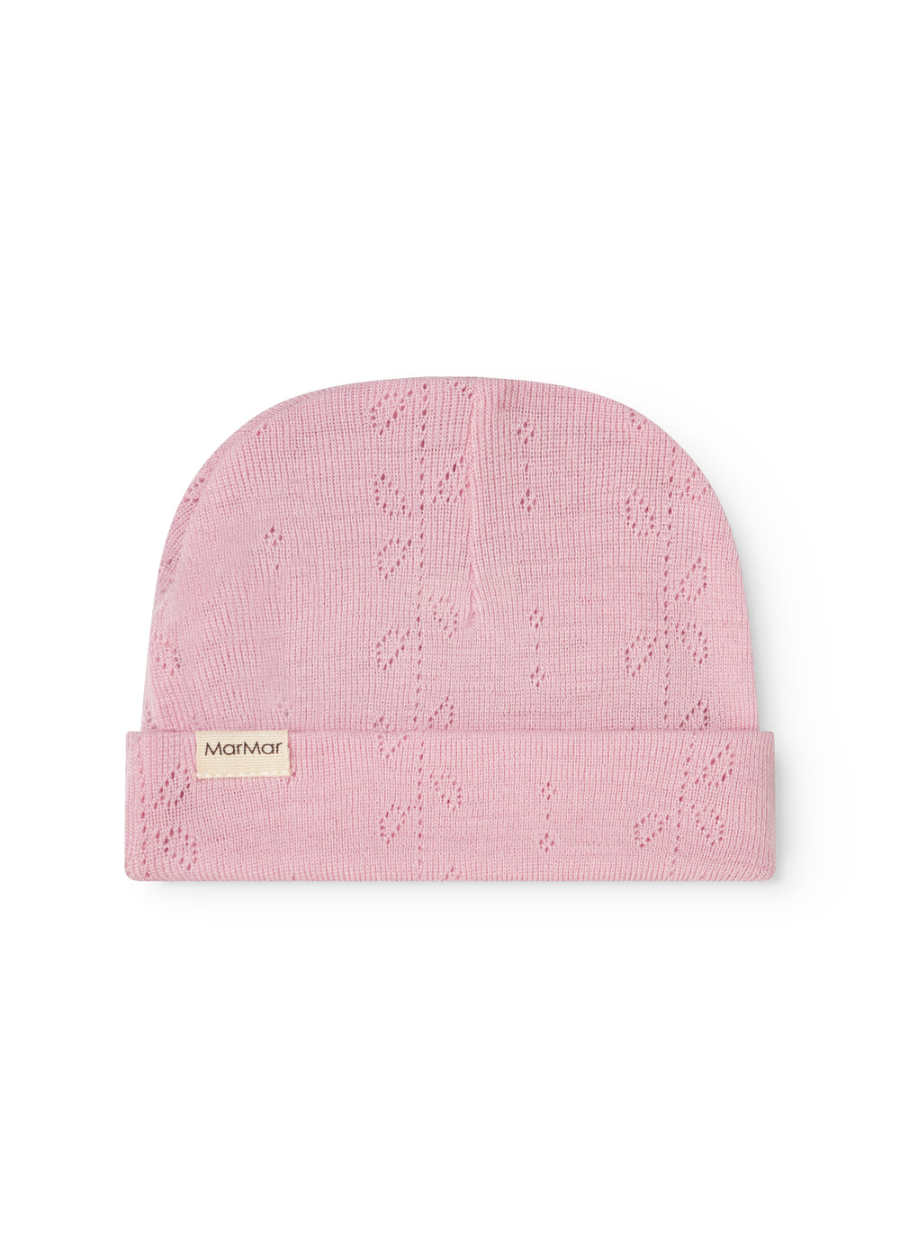 Aiko babyhue in pink knit with pattern and cuff.