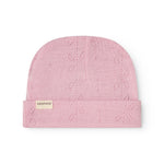 Aiko babyhue in pink knit with pattern and cuff.