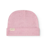 Aiko babyhue in pink knit with pattern and cuff.