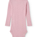 Benedikte bodystocking with long sleeves in pink with a herringbone pattern surface