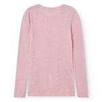 Pink t‑shirt in pink with long sleeves, round neck and a hole pattern on the back.