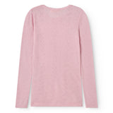 Pink t‑shirt in pink with long sleeves, round neck and a hole pattern on the back.
