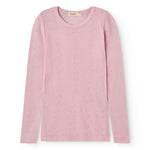 Tamra t‑shirt in pink with long sleeves, round neck and a hole pattern in front.