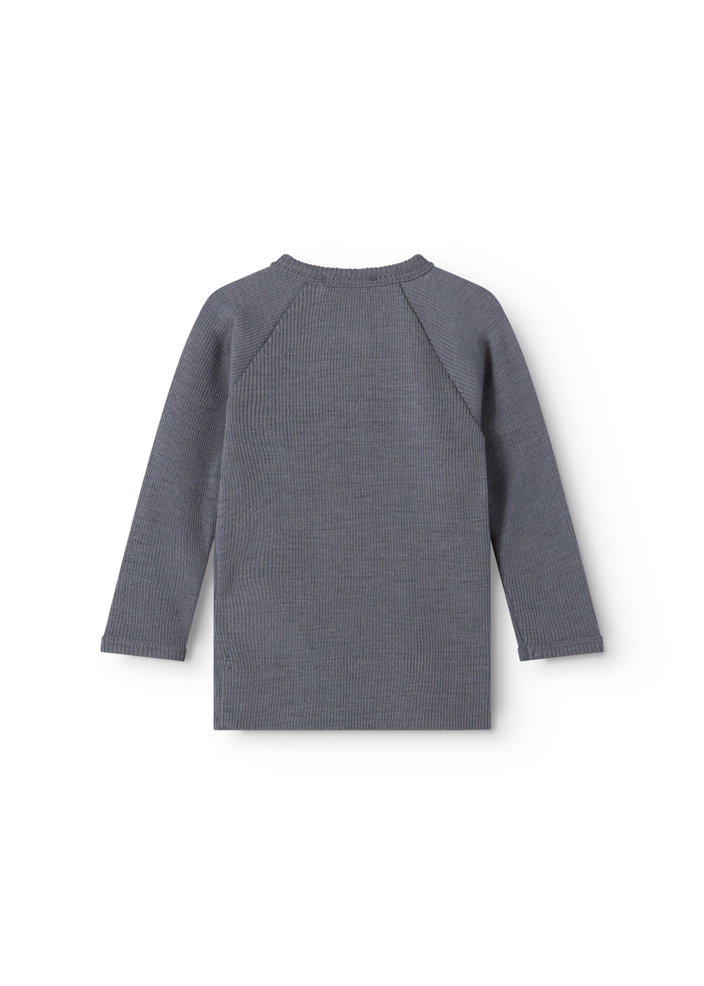 Dark gray long-sleeve blouse with round neck and smooth back