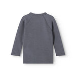 Dark gray long-sleeve blouse with round neck and smooth back