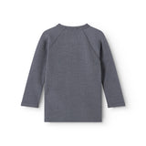 Dark gray long-sleeve blouse with round neck and smooth back