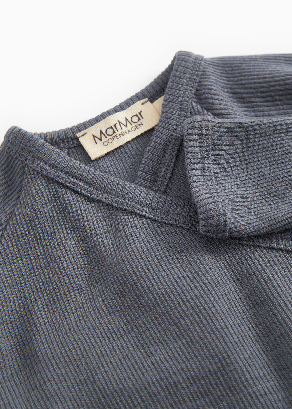Gray blouse with wrap collar and neck tie; marMar brand