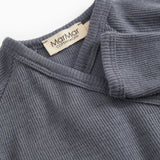Gray blouse with wrap collar and neck tie; marMar brand