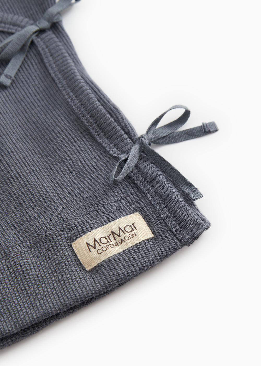 Dark gray long-sleeve blouse with ribbed edge and cuff at the sleeve; marMar brand.