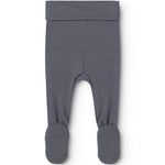 Dark blue-gray Pixa pants with ribbed cuffs and closed feet.