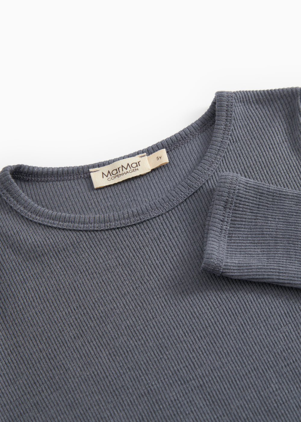 Long-sleeve t-shirt in dark gray with ribbed collar and cuffs.