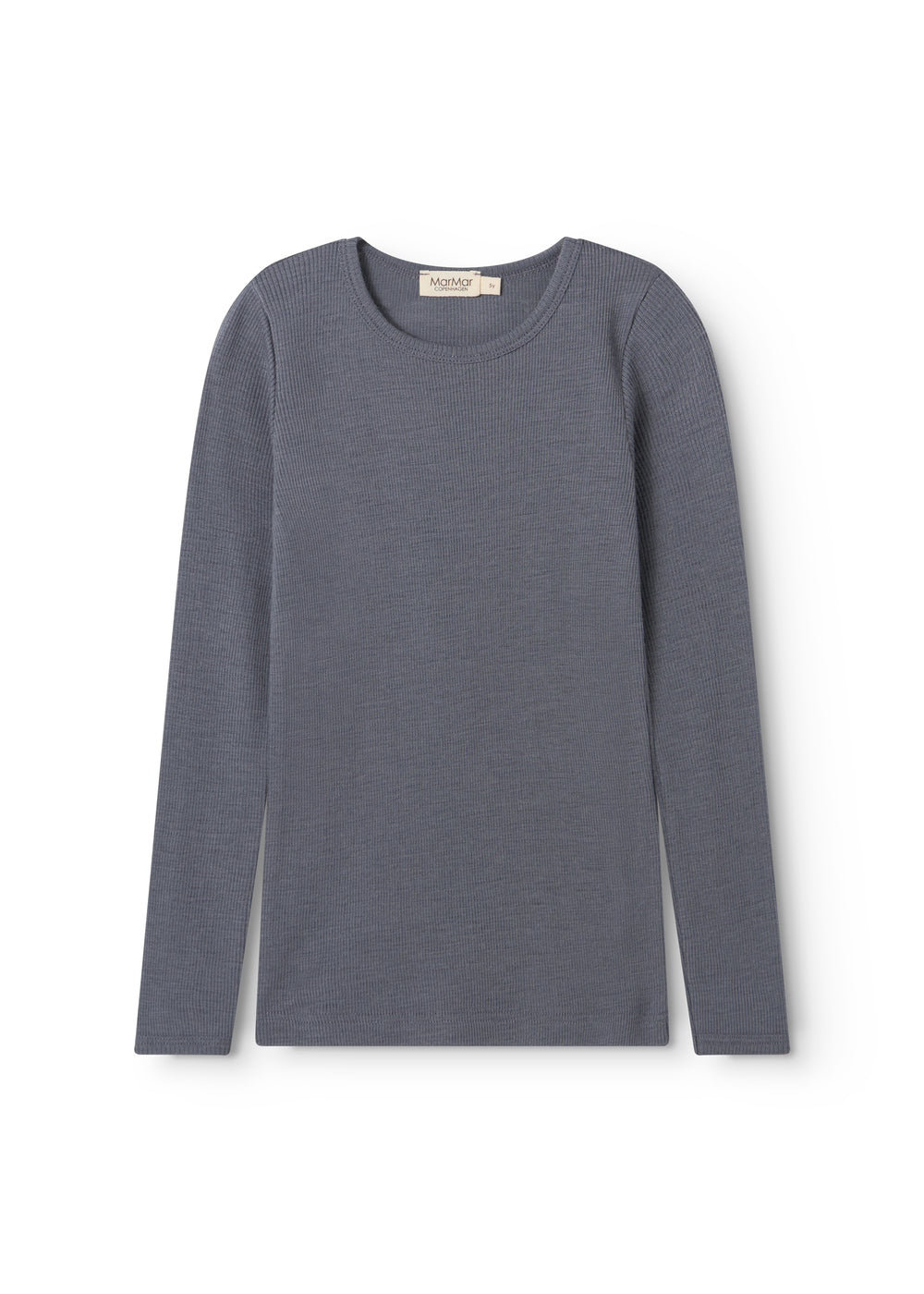 Long-sleeve t-shirt in dark gray with round neckline and long sleeves