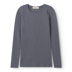 Long-sleeve t-shirt in dark gray with round neckline and long sleeves