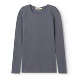 Long-sleeve t-shirt in dark gray with round neckline and long sleeves