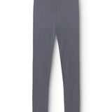 Gray leggings with straight legs and elastic waistband