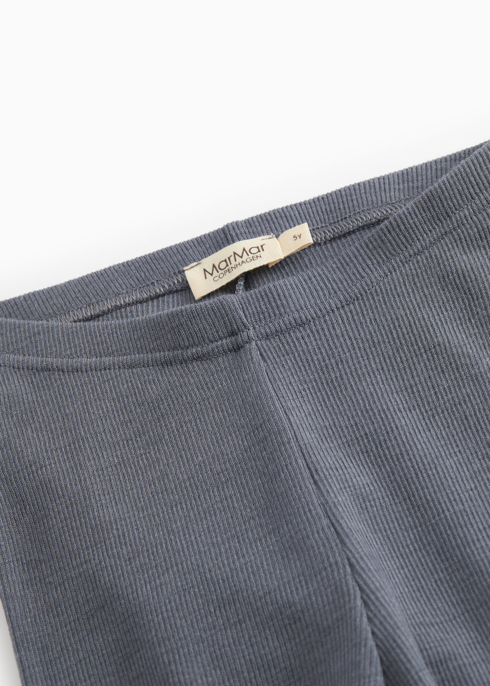 Dark gray leggings with elastic waist and visible brand label.
