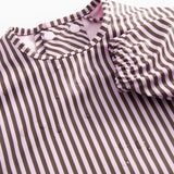 Apron LS, Dining Apron - Pink Brown Stripes