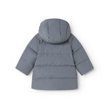 Dunjakke in dark gray-blue with hood and horizontal seams