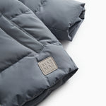 Dunjakke in dark gray-blue with quilted panels and Mar Mar logo