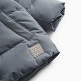 Dunjakke in dark gray-blue with quilted panels and Mar Mar logo