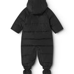 Sort quilted puffer with hood and elastic cuffs