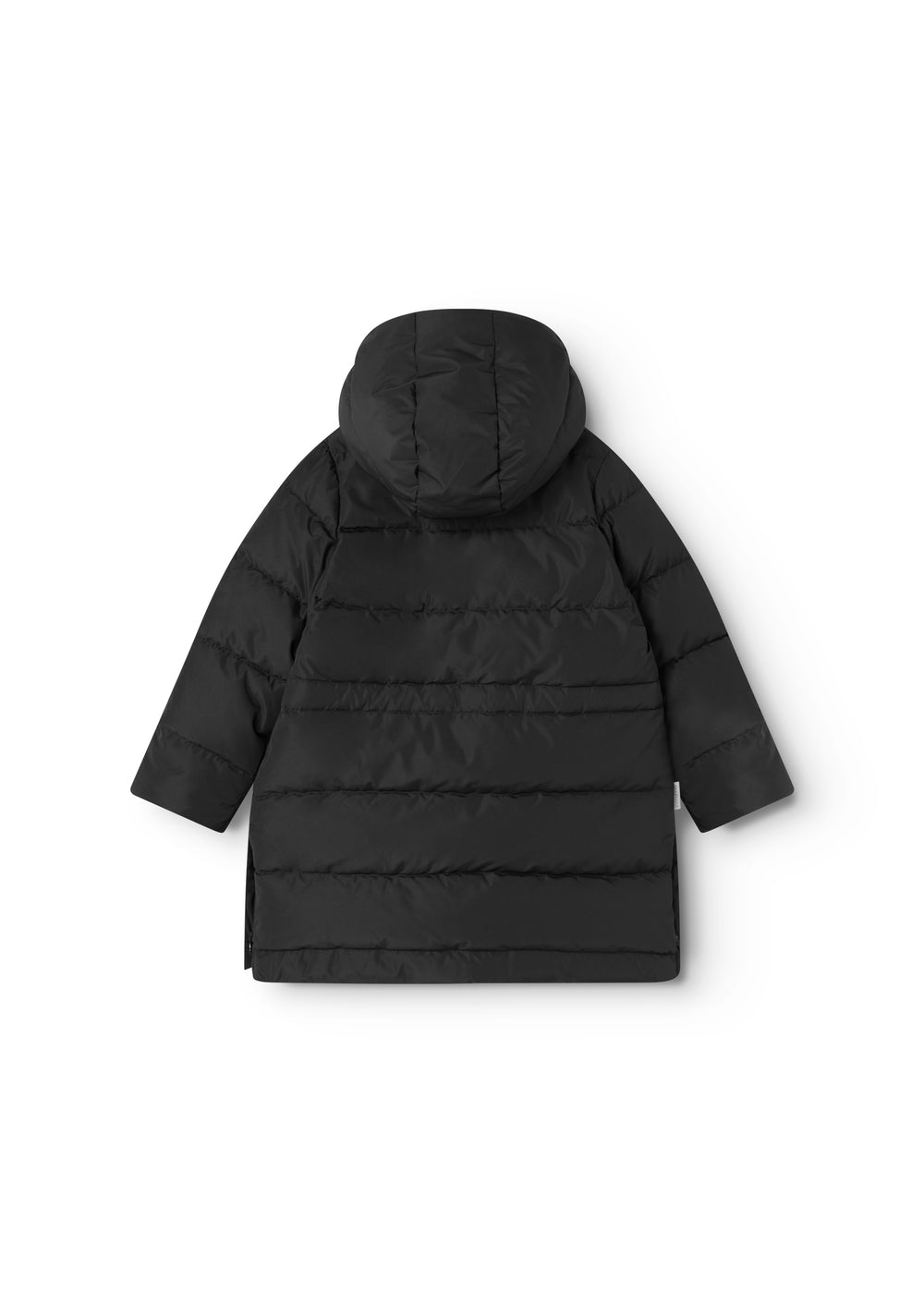 Hooded denim jacket with quilted horizontal stripes