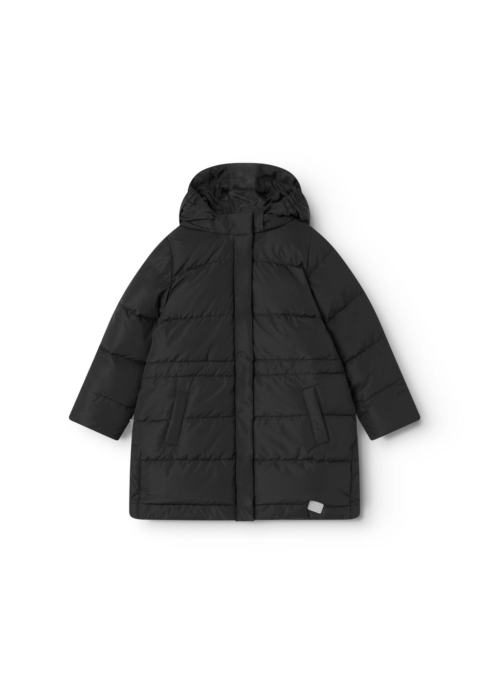 Hooded denim jacket with zipper and side pockets