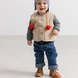 Aly Baby Pompom, Knit Hat - Bright Sky