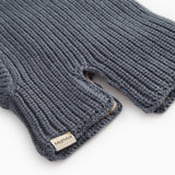 Knitted balaclava in dark gray with logo tag and folded cuff.