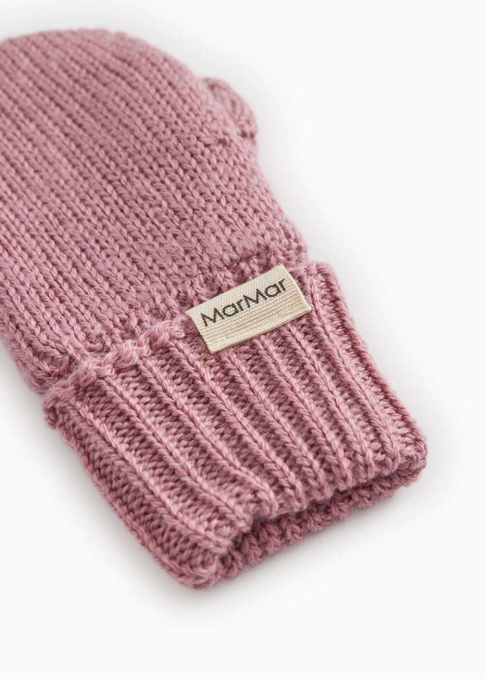 Ribbed glove shaft in dusty rose with MarMar logo in front.
