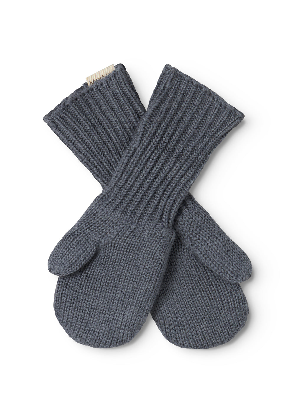 Fingerless gloves in dark gray with thumb and ribbing.